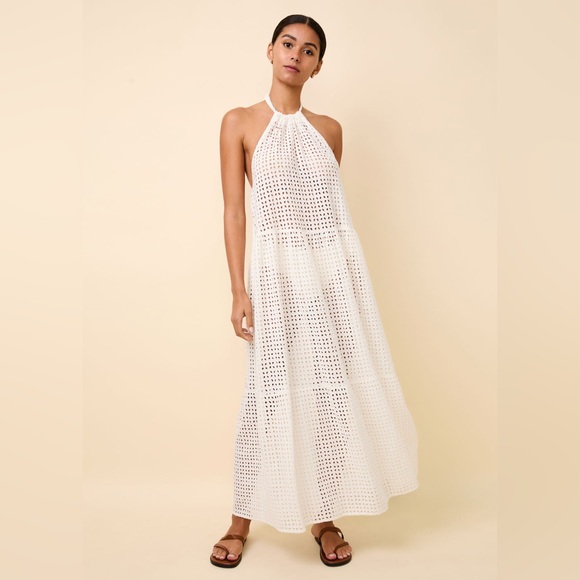 SOLID & STRIPED Dresses & Skirts - NWT Solid & Striped x REVOLVE Kai white Brule Leaf Eyelet maxi dress size xsmall